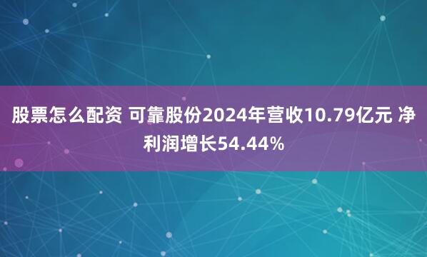 股票怎么配资 可靠股份2024年营收10.79亿元 净利润增长54.44%